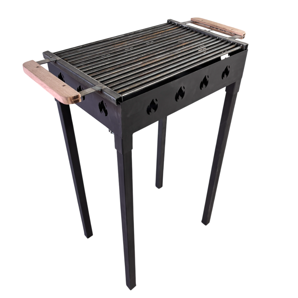Gratar portabil, reglabil pe inaltime de gatire , cu bare rotunde din otel 8mm carbon, pentru camping, gradina