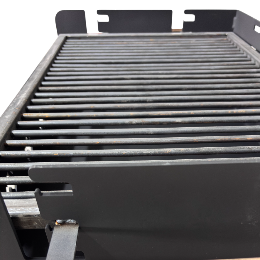 Gratar portabil, reglabil pe inaltime de gatire , cu bare rotunde din otel carbon, pentru camping, gradina, 65X45X95 CM Grosime tabla 4 mm