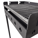 Gratar portabil, reglabil pe inaltime de gatire , cu bare rotunde din otel carbon, pentru camping, gradina, 65X45X95 CM Grosime tabla 4 mm - BUZ.RO