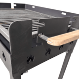 Gratar portabil, reglabil pe inaltime de gatire , cu bare rotunde din otel carbon, pentru camping, gradina, 65X45X95 CM Grosime tabla 4 mm - BUZ.RO