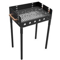 Gratar portabil, reglabil pe inaltime de gatire, din otel carbon, pentru camping, gradina, 65X45X95 CM Grosime Tabla 3 mm