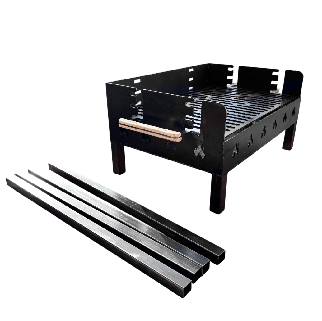 Gratar portabil, reglabil pe inaltime de gatire, din otel carbon, pentru camping, gradina, 65X45X95 CM Grosime Tabla 3 mm - BUZ.RO