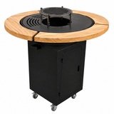 Gratar Rotund de gradina 107cm diametru Plita 75 cm fire pit cu Tiraj reglabil si sertar cenusa, debitat extra - BUZ.RO