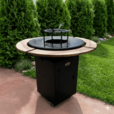 Gratar Rotund de gradina 107cm diametru Plita 75 cm fire pit cu Tiraj reglabil si sertar cenusa, debitat extra - BUZ.RO