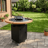 Gratar Rotund de gradina 107cm diametru Plita 75 cm fire pit cu Tiraj reglabil si sertar cenusa, debitat extra - BUZ.RO