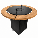 Gratar Rotund de gradina 107cm| plita 75 cm| fire pit cu Plita rotunda 8/10 mm, reglare Tiraj si sertar Cenusa inclus - BUZ.RO