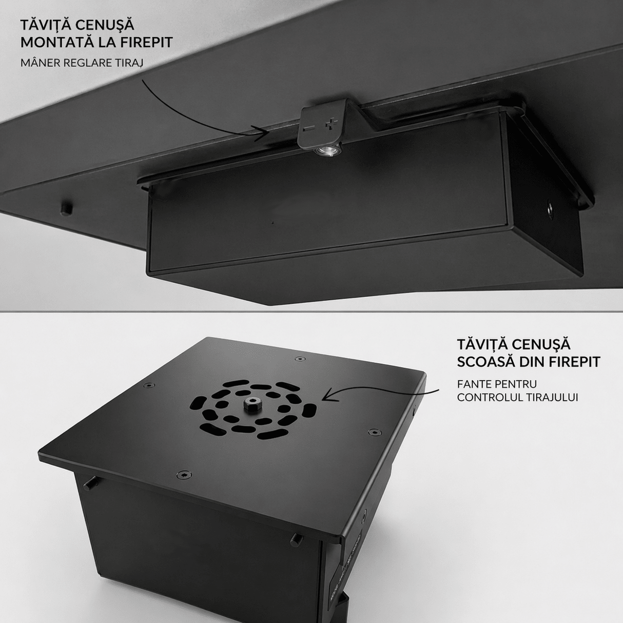 Gratar Rotund de gradina 107cm| plita 75 cm| fire pit cu Plita rotunda 8/10 mm, reglare Tiraj si sertar Cenusa inclus - BUZ.RO