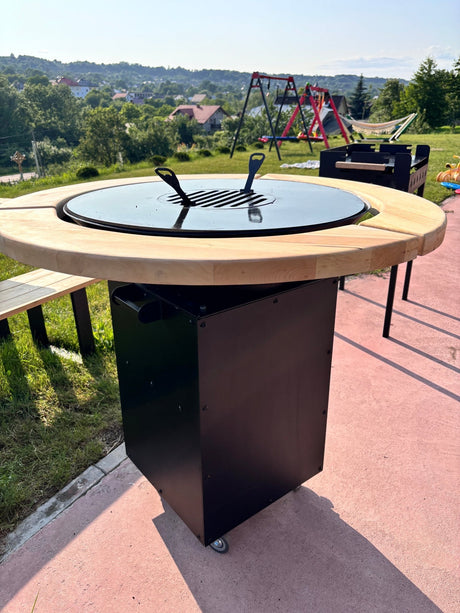 Gratar Rotund de gradina diametru 75 cm fire pit cu Plita rotunda 6/8/10 mm Otel dur - BUZ.RO
