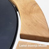 Gratar Rotund Gradina 107cm|diametru Plita 75 cm| grosime 8/10 mm cu reglare tiraj si tavita cenusa blat de lemn - BUZ.RO