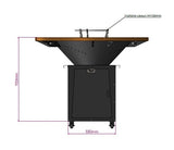 Gratar Rotund Gradina 127cm|diametru Plita 95 cm| grosime 8/10 mm cu reglare tiraj si tavita cenusa blat de lemn - BUZ.RO