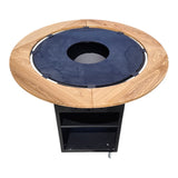 Gratar Rotund Gradina|diametru Plita 75 cm| grosime 8/10 mm cu reglare tiraj si tavita cenusa blat de lemn LM - BUZ.RO