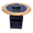Gratar Rotund Gradina|diametru Plita 75 cm| grosime 8/10 mm cu reglare tiraj si tavita cenusa blat de lemn LM - BUZ.RO