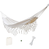 Hamac dublu gradina sau terasa, din bumbac, cu franjuri 200x150 cm, saculet transport, stil boho