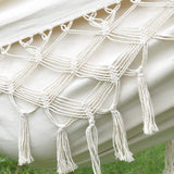 Hamac dublu, din bumbac, cu franjuri, saculet transport si franghii, 200x150 cm - BUZ.RO