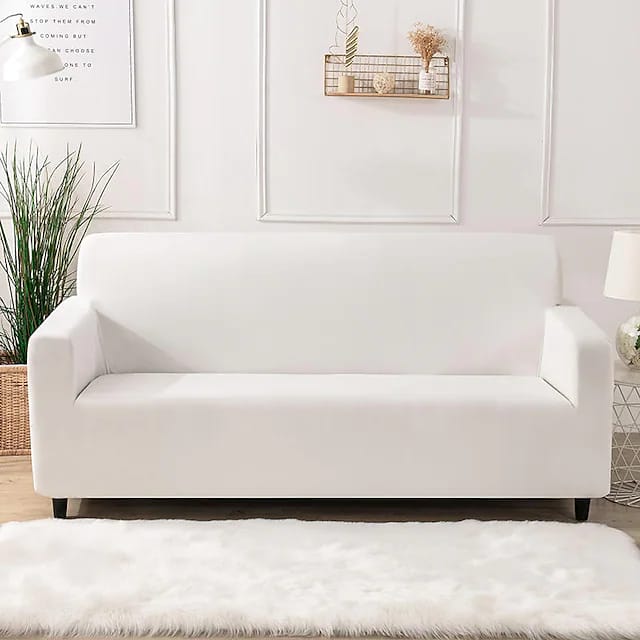 Husa elastica universala cu 2 fete de perna, alb, 90 x140 cm - BUZ.RO
