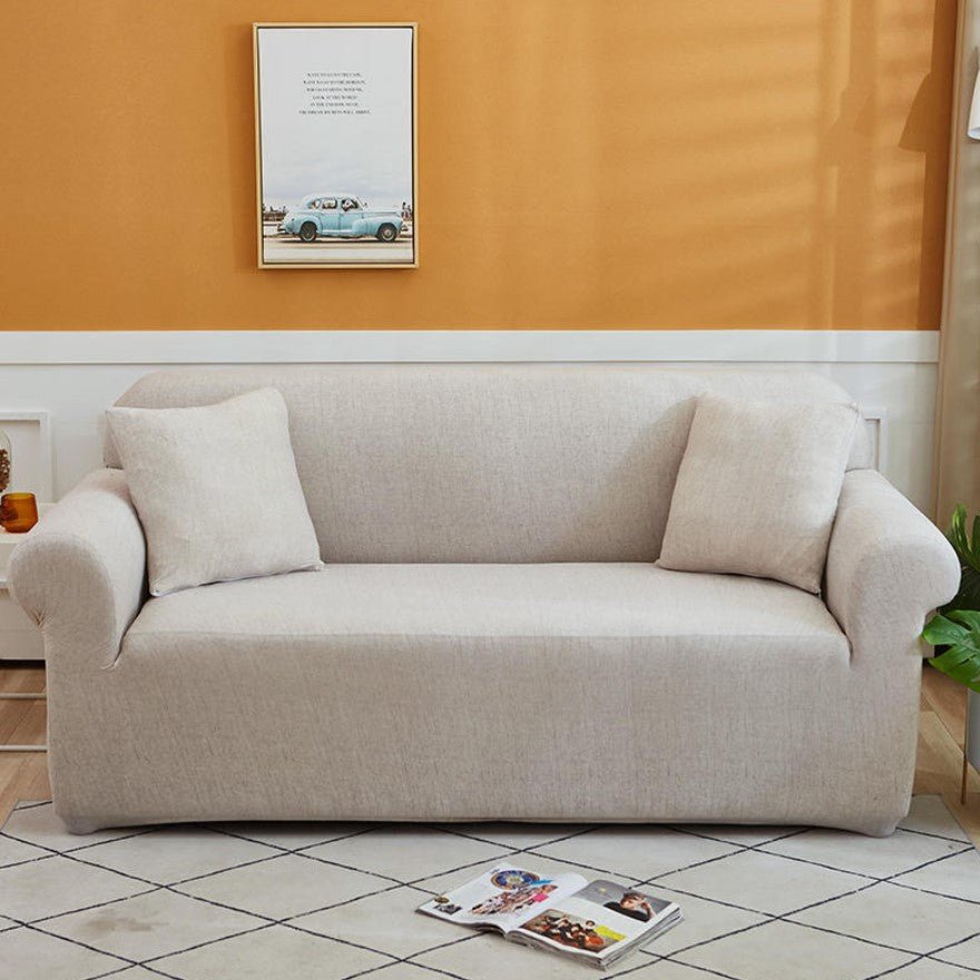 Husa elastica universala pentru canapea pat cu 2 fete de perna, gri, 230 x 190 cm - BUZ.RO