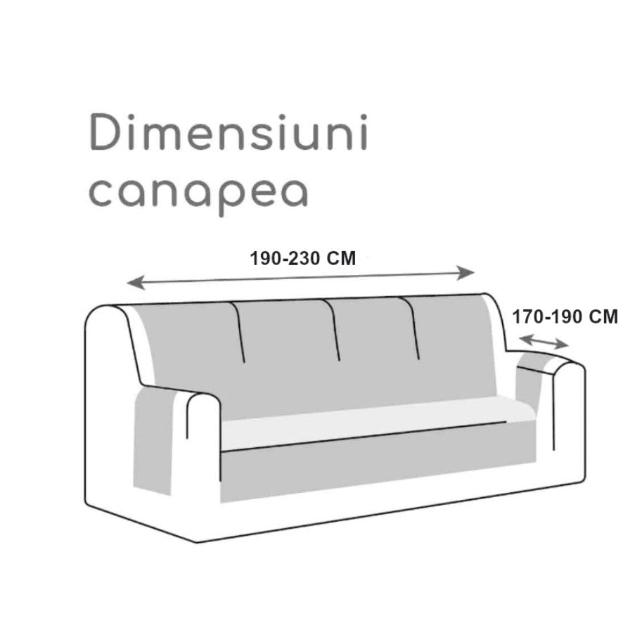 Husa elastica universala pentru canapea pat cu 2 fete de perna, gri, 230 x 190 cm - BUZ.RO