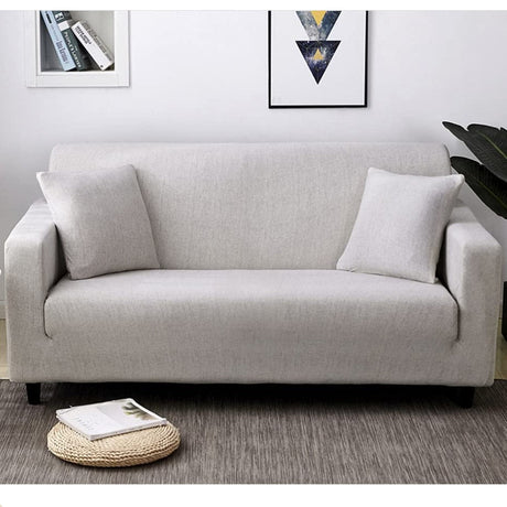 Husa elastica universala pentru canapea pat cu 2 fete de perna, gri, 230 x 190 cm - BUZ.RO