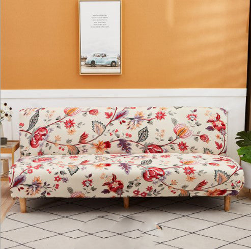 Husa elastica universala pentru canapea si pat,verde cu flori galbene, 190 x 210 cm