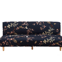 Husa elastica universala pentru canapea si pat, bleumarin cu flori, 230x140 cm