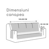 Husa elastica universala pentru canapea si pat, cu 2 fete de perna, crem cu flori,190 - 230cm - BUZ.RO
