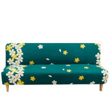 Husa elastica universala pentru canapea si pat,verde cu flori galbene, 190 x 210 cm