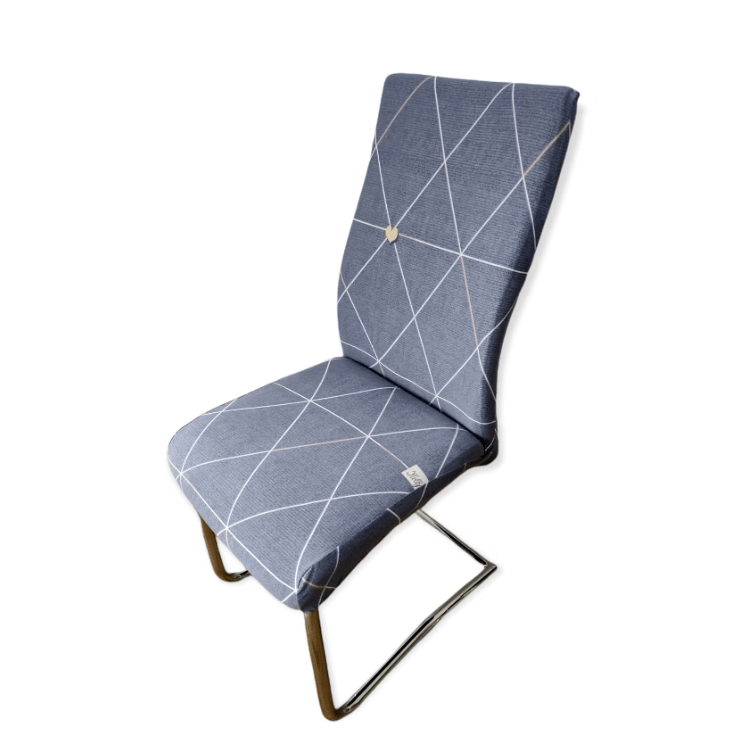 Husa scaun elastica, universala, poliester, bleumarin cu dungi albe, 50 x 70cm, buz - BUZ.RO