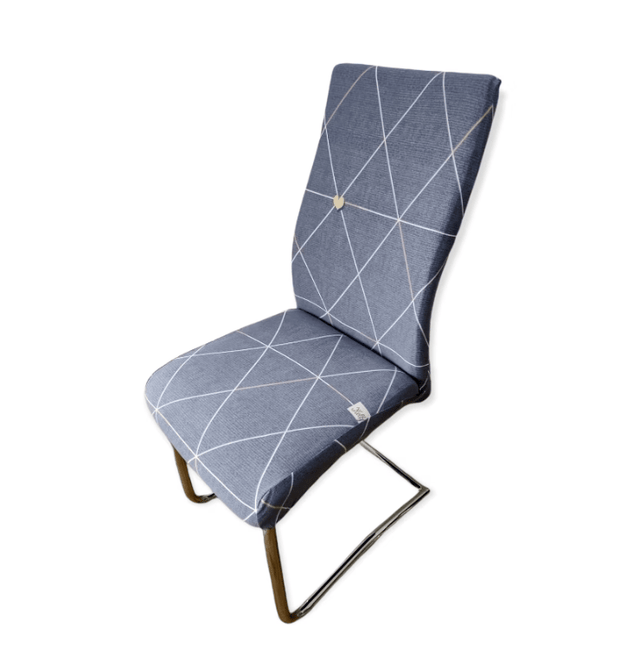 Husa scaun elastica, universala, poliester, bleumarin cu dungi albe, 50 x 70cm, buz - BUZ.RO