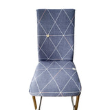 Husa scaun elastica, universala, poliester, bleumarin cu imprimeu, 50 x 70cm, buz