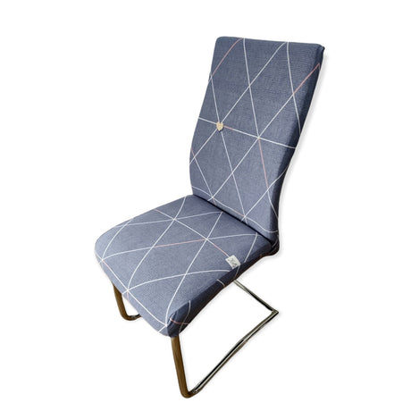 Husa scaun elastica, universala, poliester, bleumarin cu imprimeu, 50 x 70cm, buz