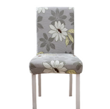 Husa scaun, husa elastica, universala, poliester, crem cu imprimeu floral, 50x70cm