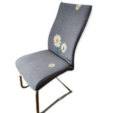 Husa scaun elastica, universala, poliester, gri cu imprimeu floral, 50 x 70cm, buz
