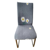 Husa scaun elastica, universala, poliester, gri cu imprimeu floral, 50 x 70cm, buz