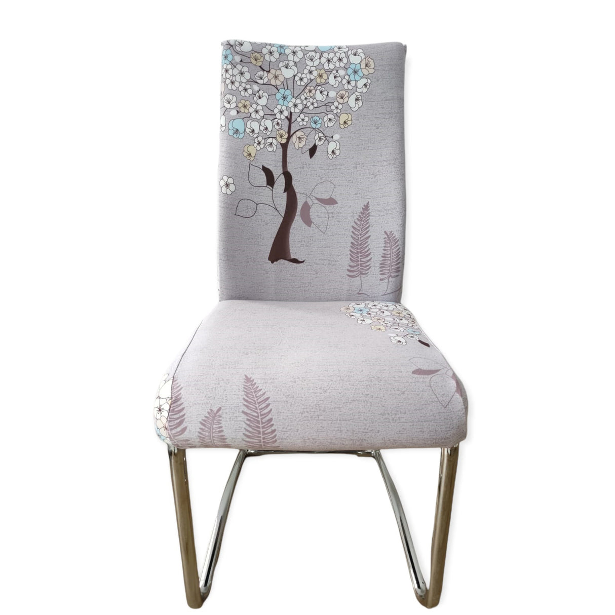 Husa scaun elastica, universala, poliester, roz cu imprimeu, 50 x 70cm, buz
