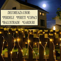 Instalatie perdea Craciun, LED-uri acoperite, 3x2 m, interior sau exterior, 200 de lumini LED, alb cald.