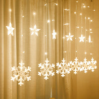 Instalatie Craciun, perdea cu fulgi si stele, lumina calda, 4m
