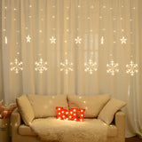 Instalatie Craciun, perdea cu fulgi si stele, lumina calda, 4m
