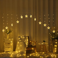 Instalatie craciun, perdea luminoasa ploaie de stele, pentru interior sau exterior, 4 metri, interconectabila, lumini LED, alb cald cald