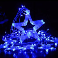 Instalatie craciun perdea luminoasa ploaie de stele albastru