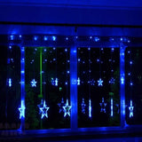 Instalatie craciun perdea luminoasa ploaie de stele albastru