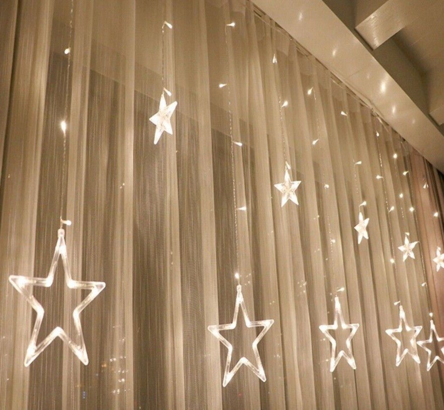 Instalatie craciun, perdea luminoasa ploaie de stele, pentru interior sau exterior, 3 metri, interconectabila, lumini LED, alb rece - BUZ.RO