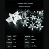 Instalatie craciun, perdea luminoasa ploaie de stele, pentru interior sau exterior, 3 metri, interconectabila, lumini LED, alb rece