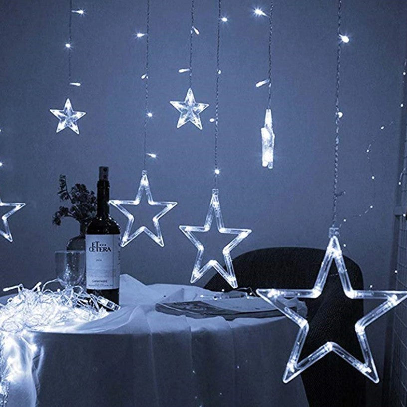 Instalatie craciun, perdea luminoasa ploaie de stele, pentru interior sau exterior, 3 metri, interconectabila, lumini LED, alb rece