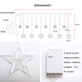 Instalatie craciun, perdea luminoasa ploaie de stele, pentru interior sau exterior, 3 metri, interconectabila, lumini LED, alb rece