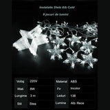 Instalatie craciun, perdea luminoasa ploaie de stele, pentru interior sau exterior, 3 metri, interconectabila, lumini LED, alb rece