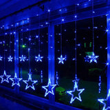 Instalatie Craciun, perdea luminoasa ploaie de stele, pentru interior sau exterior, interconectabila, 3 metri, lumini LED, albastru - BUZ.RO