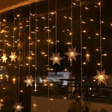 Instalatie craciun, ploaie de fulgi, instalatie perdea, 3.5 metri, lumini LED, interior, exterior, alb cald - BUZ.RO