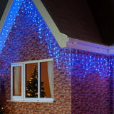 Instalatie franjuri pentru exterior, 8 metri luminosi, 252 leduri, albastre