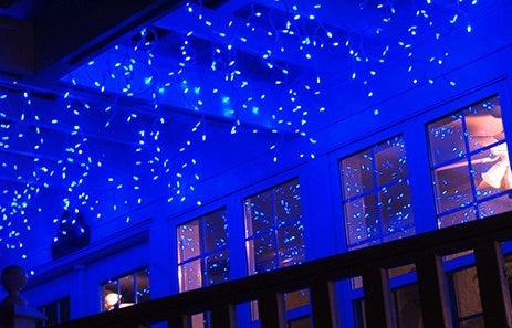 Instalatie franjuri pentru exterior, 8 metri luminosi, 252 leduri, albastre