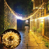 Instalatie luminoasa pentru Craciun, perdea, 4 metri lungime, cu 8 jocuri de lumini, alb cald